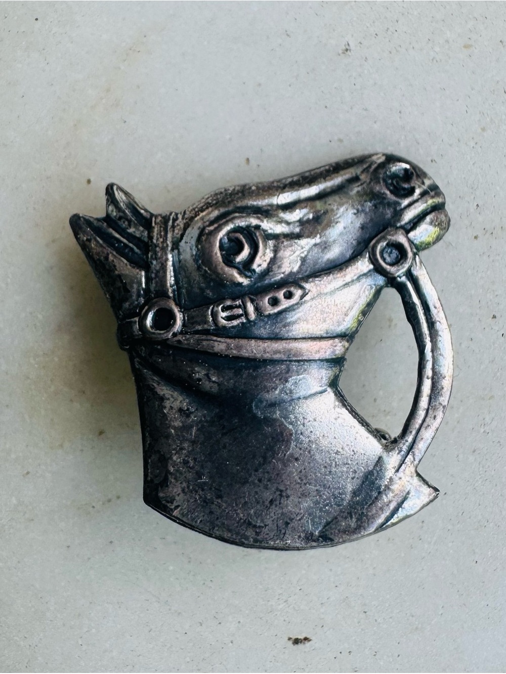 Vintage Sterling Silver Horse Head Brooch Pin Equestrian
